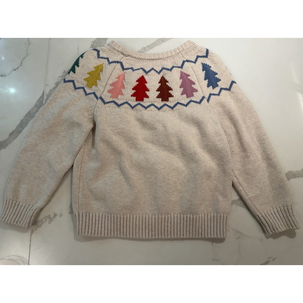 Hanna Andersson Festive Forest Sweater Sz 4 Fair Isle Holiday Pine Trees Nordic - Picture 5 of 5